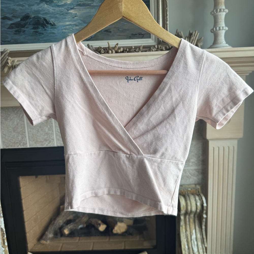 Brandy Melville Pink Crop Wrap Blouse